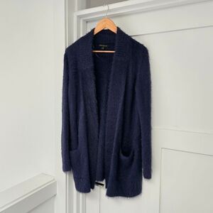 Banana Republic Holiday Eyelash Open Long Duster Cardigan in Navy